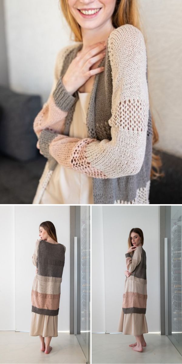 a woman in a long cardigan